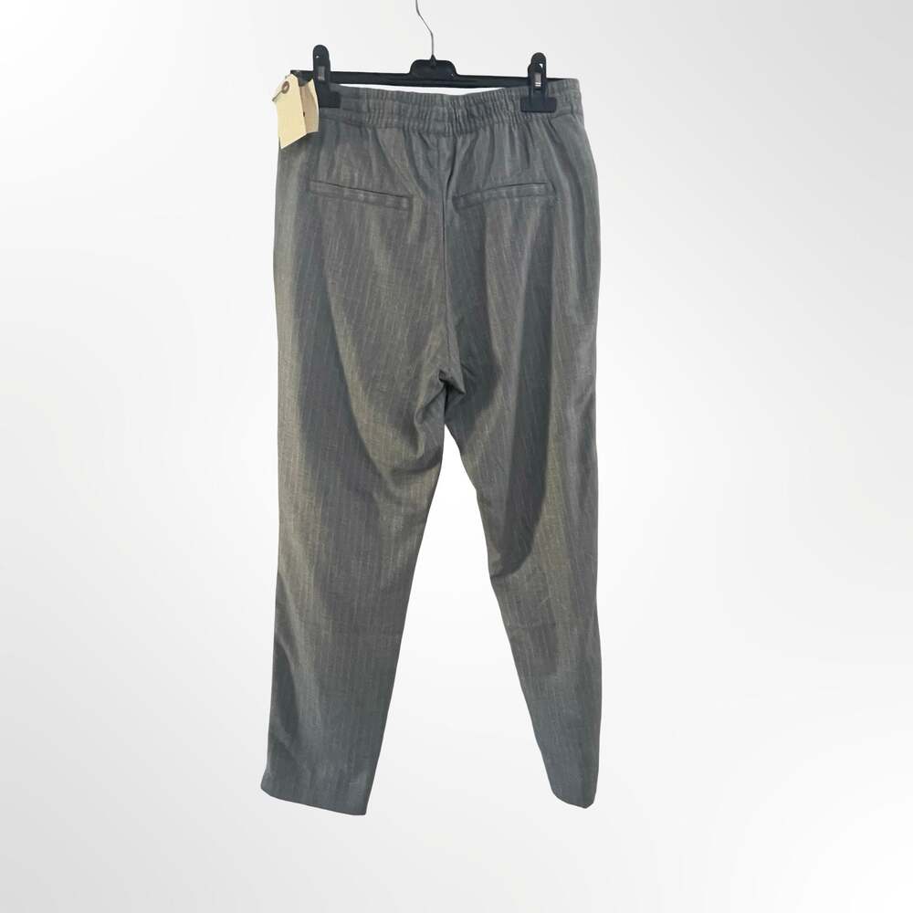 H&M L.O.G.G. Gray Pinstripe Elastic Waist Drawstring Casual Trousers - Picture 3 of 8